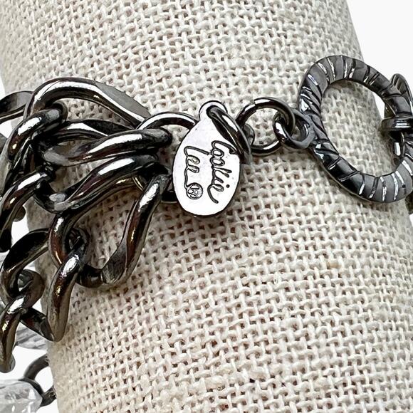 Cookie Lee Bracelets Lot 2 Clear Faceted Beads Natural Stones Dangle Multi Chain - Picture 8 of 9